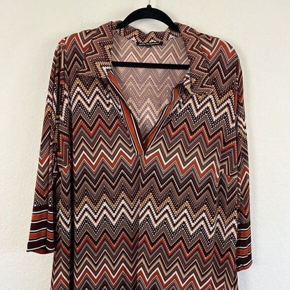 Mlle Gabrielle Womens Shift Retro Zig Zag Midi Dress Women Plus Size 3X Chevron - Picture 12 of 12
